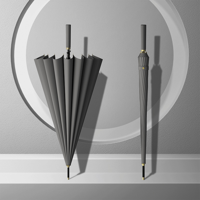 Picture of 24-bone umbrella automatic umbrella large oversized factory large wholesale straight rod long handle umbrella sunny and rainy dual-use printed logo