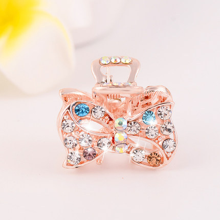 Picture of New small size Grab Clip Hair Clip Hair Clip Adult Bangs Hair Clip Children Top Clip Electroplated Rhinestone Elegant Hair Accessories Headdress