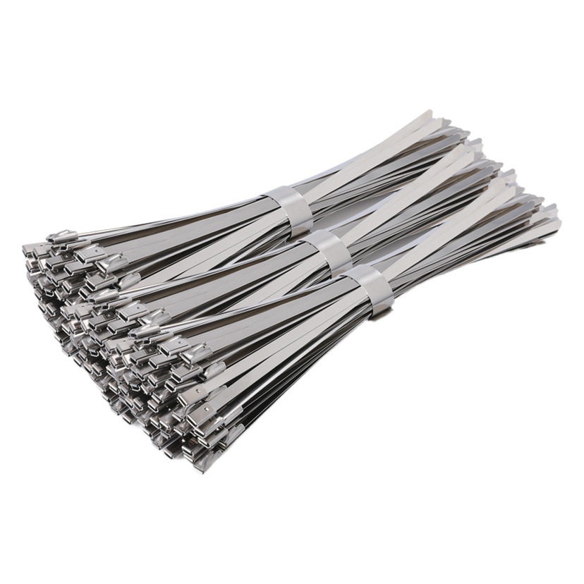 304 stainless steel cable tie 4.6*300mm steel ball self-locking marine metal cable tie high temperature cable tie wholesale