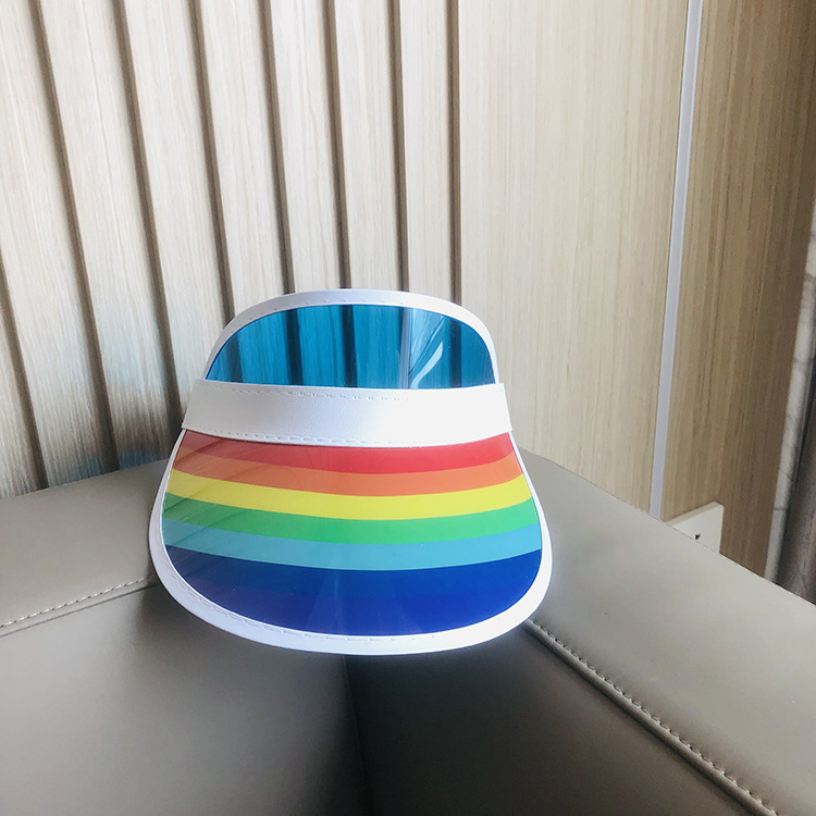 in stock rainbow strip environmental protection material PVC cap team supplies adult sunshade duck tongue hat advertising hat printing