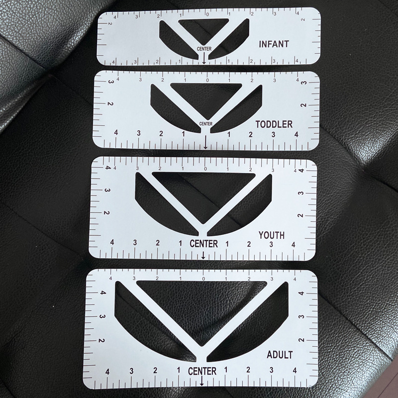 V collar T-shirt alignment ruler PVC sewing collar measuring tool ruler set round neck T-shirt centering ruler