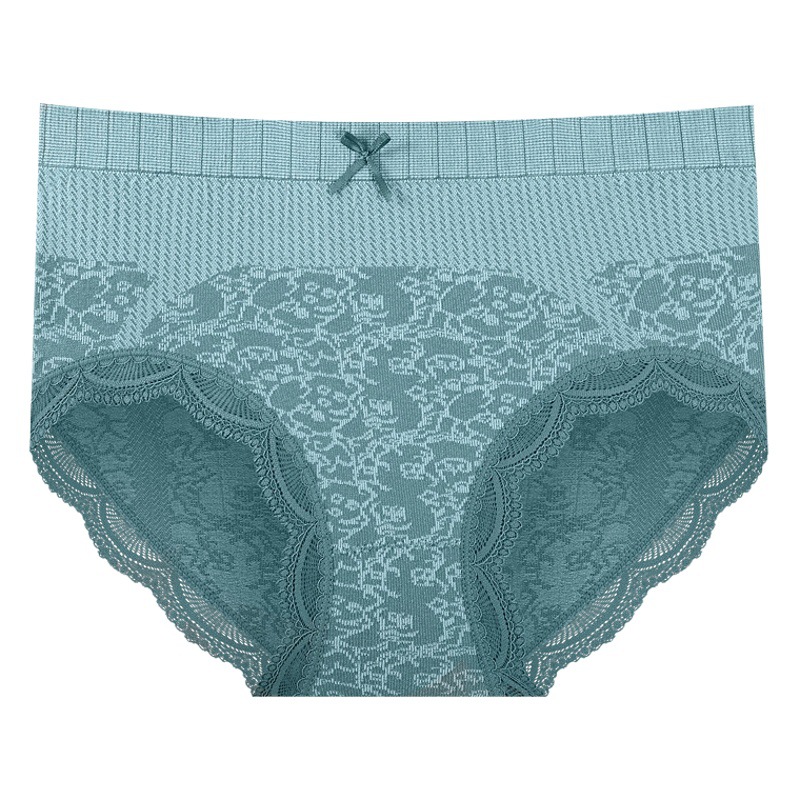 Japanese Girl Lace Edge Graphene Antibacterial Underwear Women's Floral Breathable Summer Seamless Mid-waist Briefs for Women