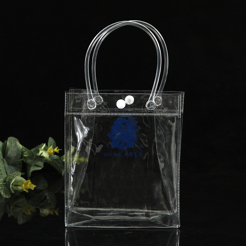 Custom color printing PVC transparent hose portable packaging plastic shopping bag pvc tote bag printable log