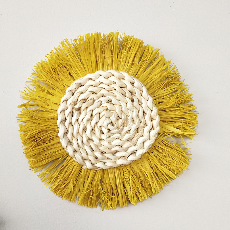 Picture of Pastoral Style Wall Decoration Handmade Straw Wall Decoration Background Wall Decoration Moroccan Style Decoration Sofa Bedside Hanging Decoration