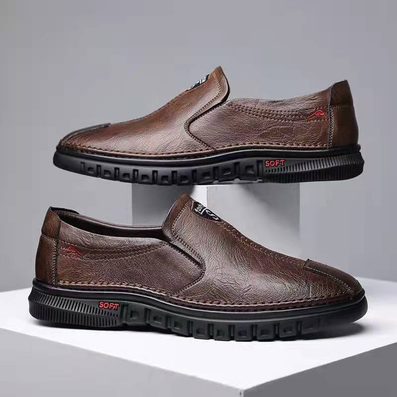 Soft bottom leather bean shoes men's 2025 spring and autumn new one-pedal business driving shoes cross-border casual leather shoes