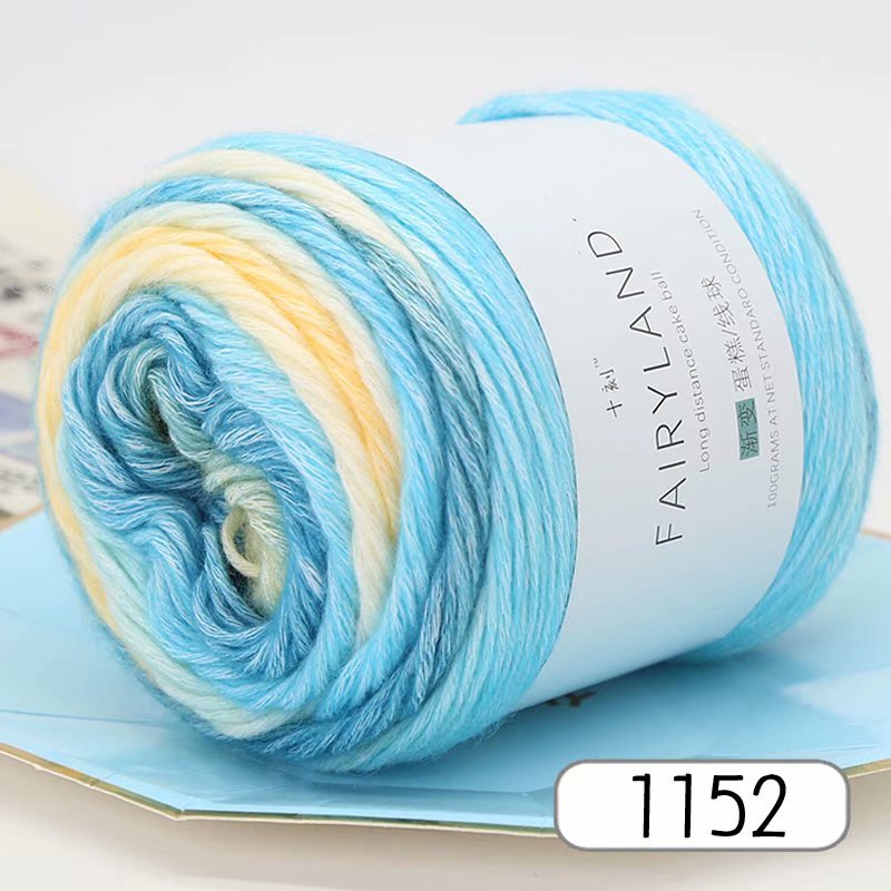Picture of Cake wool segment dyeing gradient baby children's wool cotton rainbow thread handmade knitting shawl scarf sweater special offer