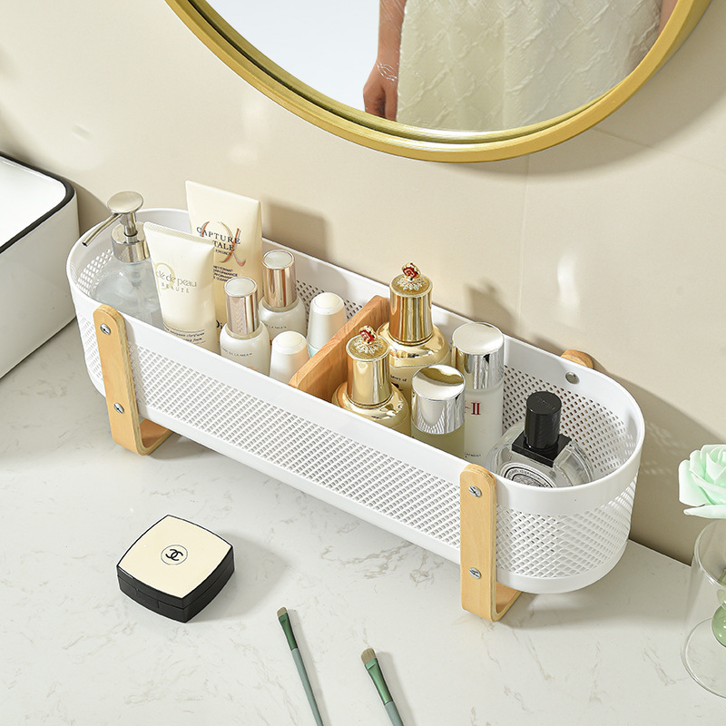 Household Desktop with Partition Room Basket Bathroom Cosmetics Large Capacity Storage Basket Creative and Practical Storage Rack