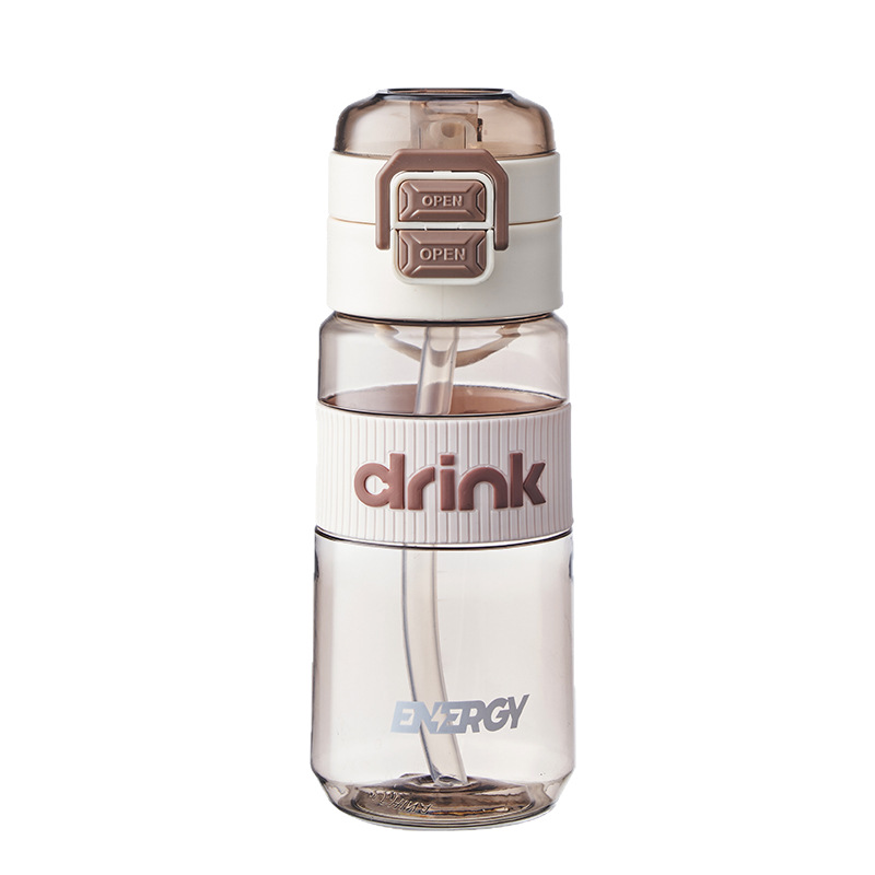 Picture of New Solid Color Large-Capacity Plastic Water Cup with High Appearance and Double Bouncing Straw Cup, Portable Carrying Ring Leather Case Sports Water Cup