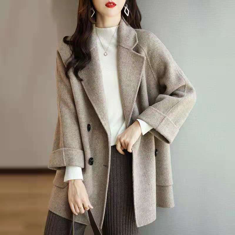 Picture of 2023 autumn and winter New Fashion Korean style casual slimming Western style all-match herringbone woolen overcoat fashionable coat