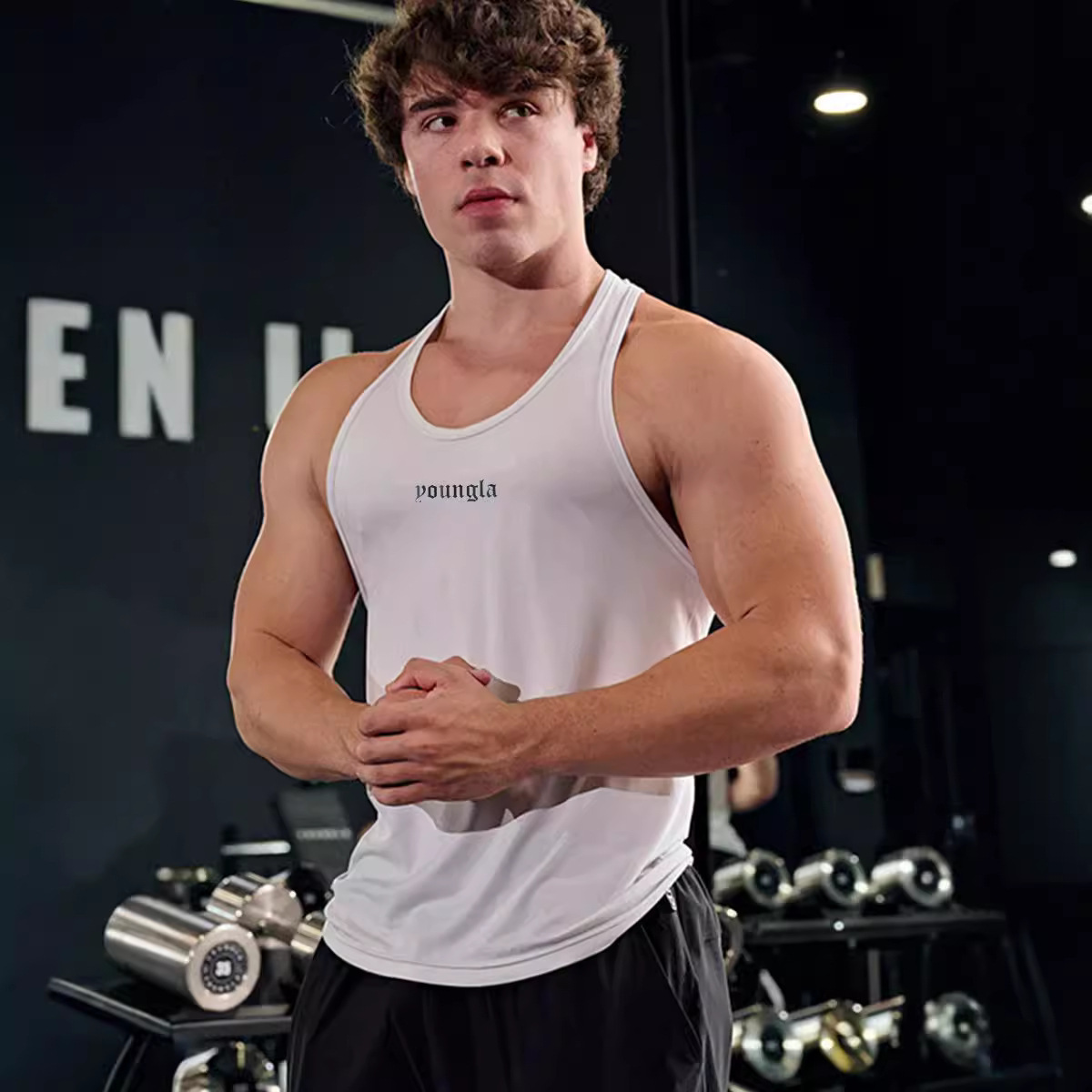 Foreign Trade Cross-border New Summer Running Sleeveless Top Casual Breathable Elastic Muscle Fitness Iron Vest