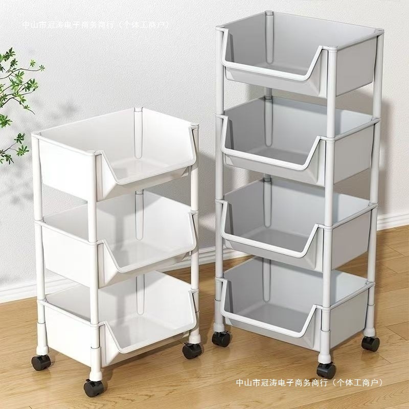 School Bag Storage Rack Floor-Standing Multi-Layer Movable Trolley Storage Rack under the Table for Books Artifact Household Small Bookcase