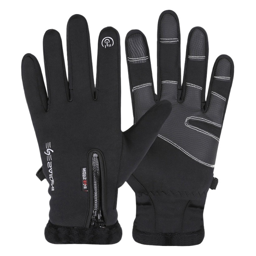 Riding waterproof gloves men's winter zipper touch screen windproof warm waterproof sports plus velvet mountaineering ski gloves men