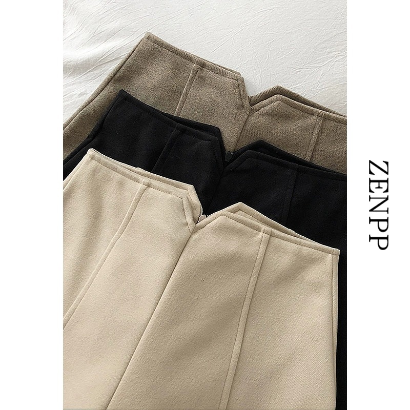 2023 Women's Autumn and Winter New High Waist Slim Woolen Shorts Bottoming Easiest for Match Straight-Leg Leg Wide Leg Casual Pants