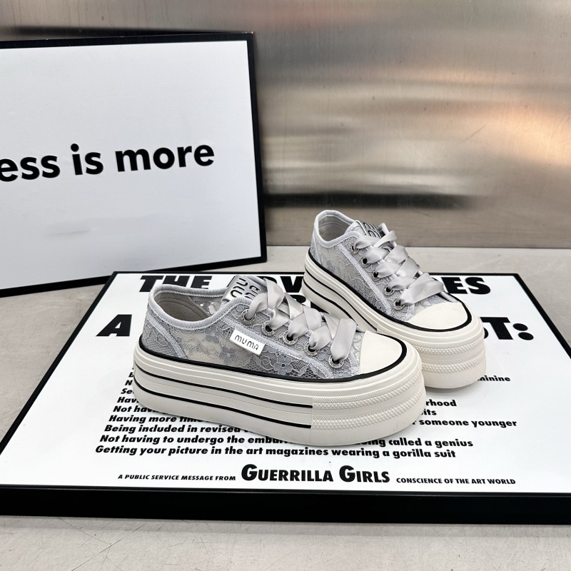 Women's high-rise canvas shoes with thick soles for 2024 summer new mesh breathable all-match casual skate shoes spring and autumn platform shoes