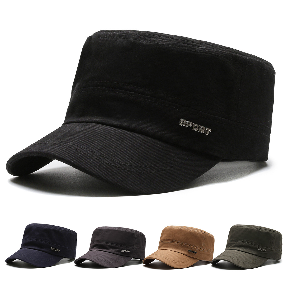 Picture of Four Seasons New Style Hat Men's Casual Twill Cotton Flat Cap Simple Flat Cap Elegant Sunshade Baseball Cap