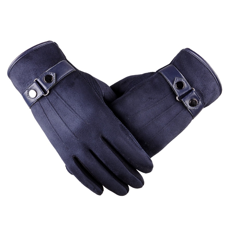 Picture of Suede Non-Falling Velvet Touch Screen Gloves for Men in Winter Thickeneded and Warm for Cycling and Driving Korean Casual Cotton Gloves Export