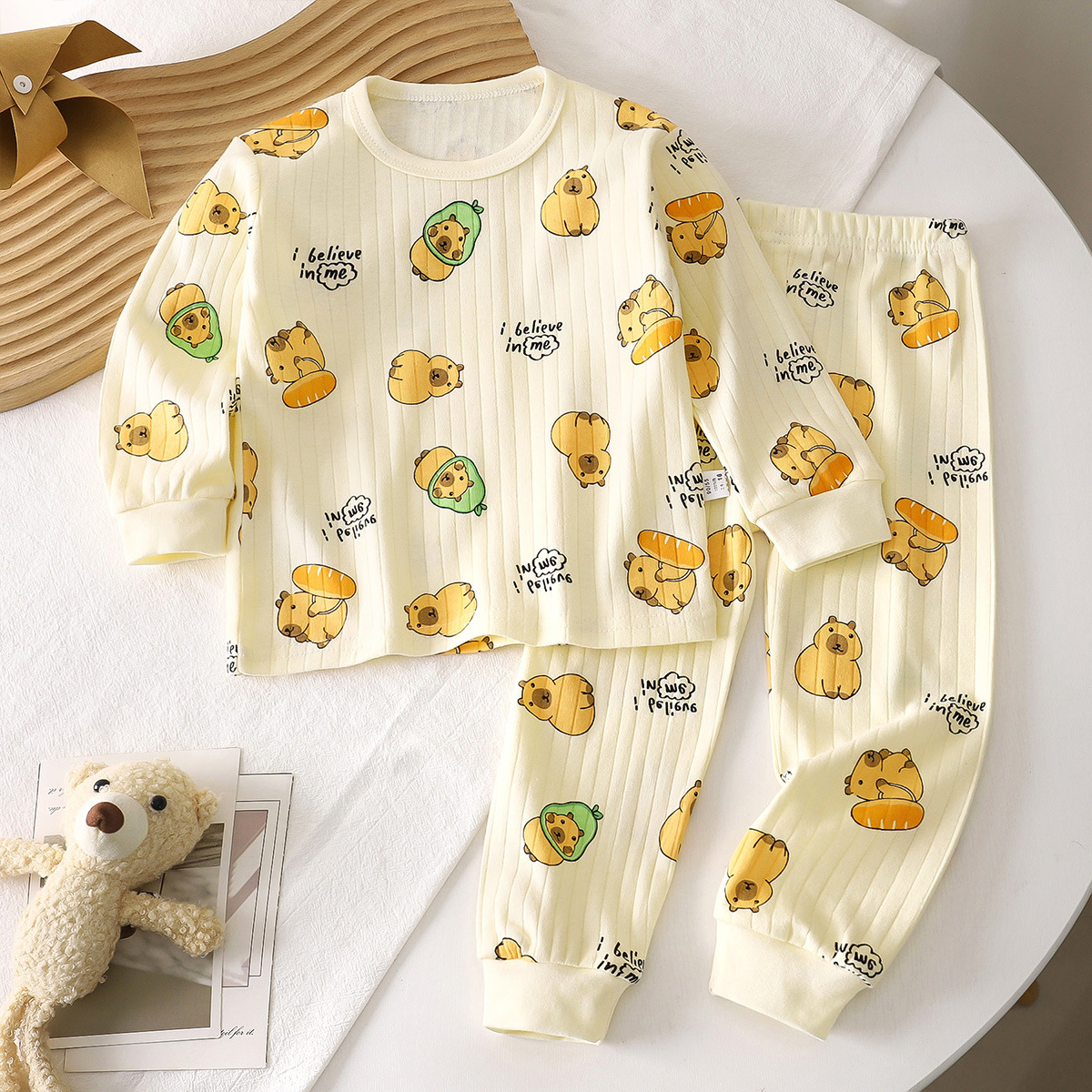 Picture of Children's Cotton Underwear Set, New Autumn Style, Baby Boys' Loungewear, Girls' Pajamas, Autumn Clothes and Pants, Children's Clothing