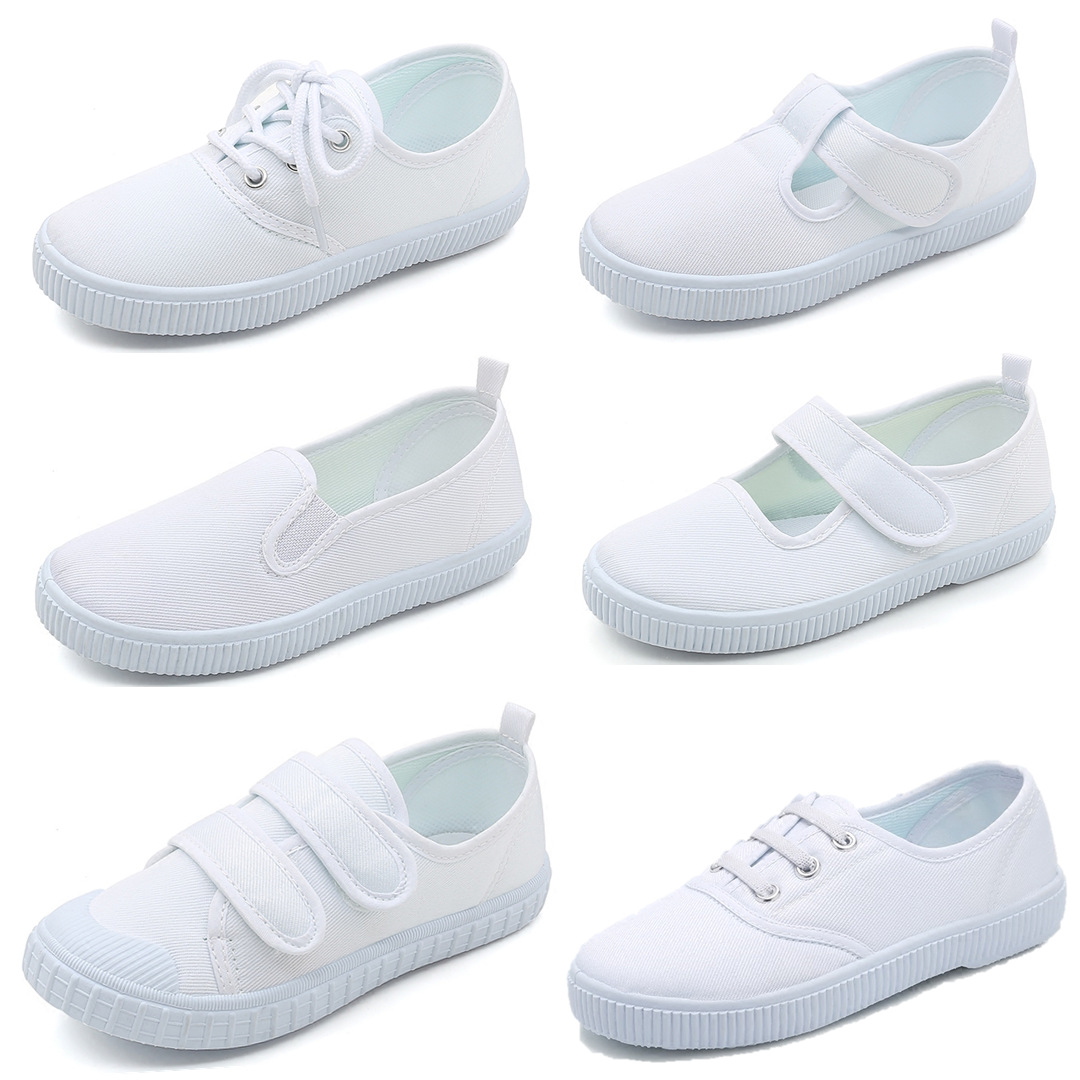 Children's shoes children's small white shoes dance shoes boys and girls Velcro students white cloth shoes kindergarten indoor shoes wholesale