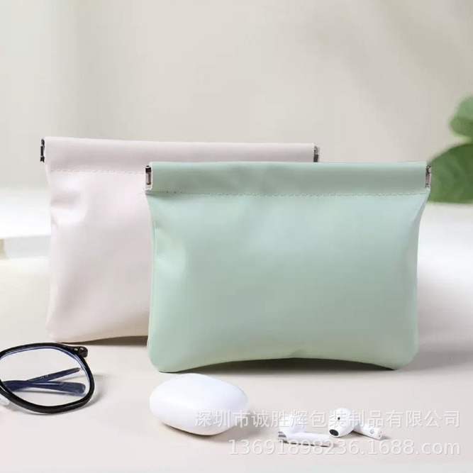 Casual Closed Shrapnel Cosmetics Bag Customized Logo Automatic Closing Portable Cosmetic Bag Pu Coin Purse Collection