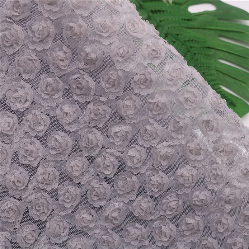 Picture of 3D Three-dimensional Small Rose Chiffon Disc Flower Mesh Embroidered Children's Clothing Hanfu Skirt Lace Lace Wedding Fabric Multicolor