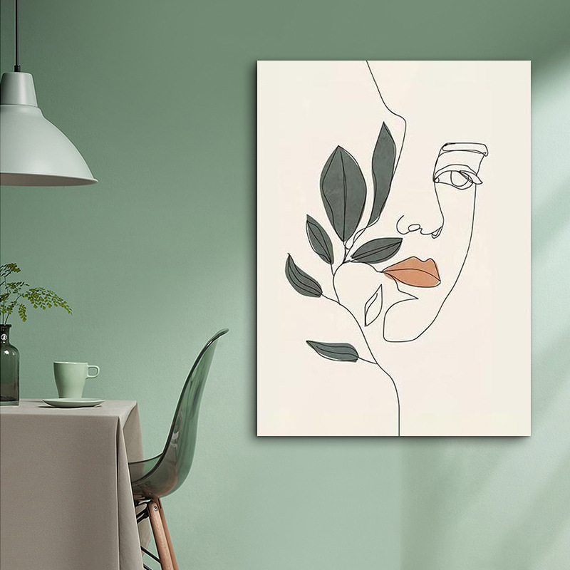 Picture of Cross-Border Supply Abstract Line Art Frameless Decorative Painting Flower Canvas Painting Core Hanging Painting Living Room Wall Painting Florals