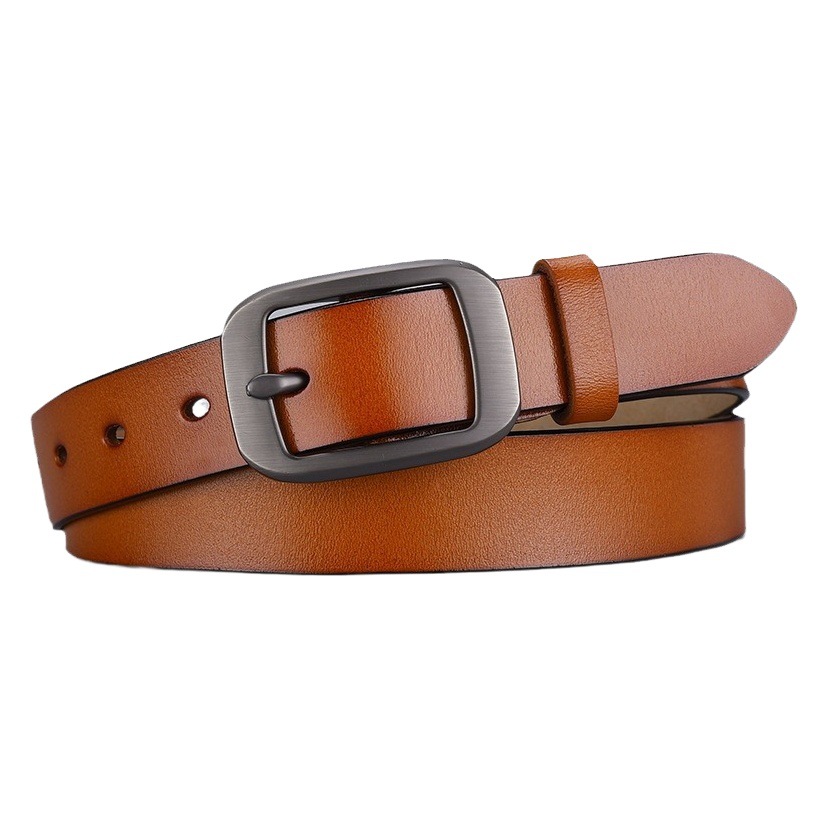 Women's Belt Genuine Leather Pure Cowhide Alloy Pin Buckle Vintage Simple All-match South Korea Women's Jeans Belt in stock