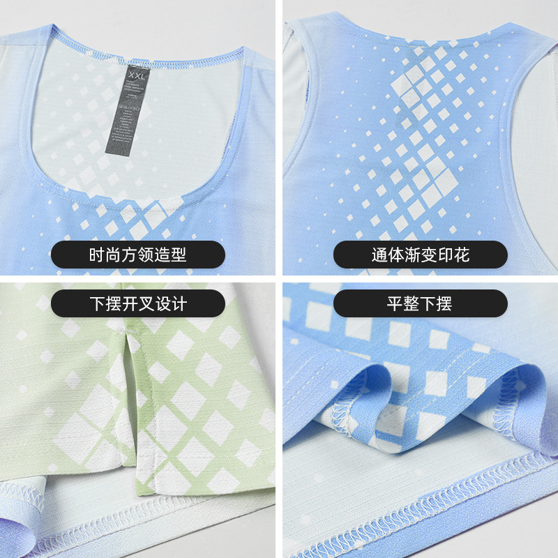 Picture of Summer New Men's Sleeveless Printed Fitness Running Vest Cross-Border Domestic Sales Breathable Lightweight Quick-Drying Sports Vest