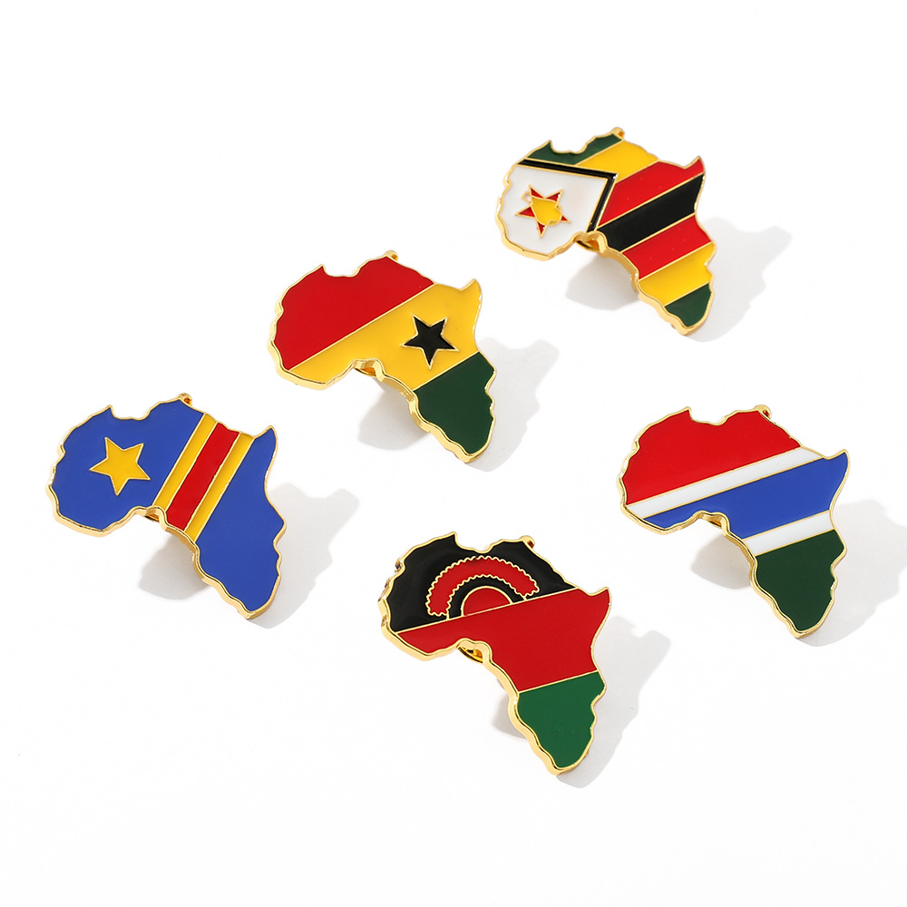 Picture of World Map Brooch Africa Map Angola Ghana Kenya Pin Creative Personality Badge
