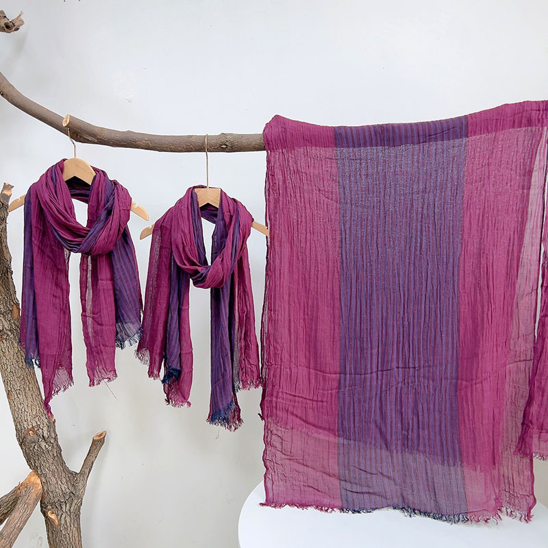 Retro Joker spring and summer art cotton and linen Joker scarf Purple Fashion Joker source manufacturers a generation of hair