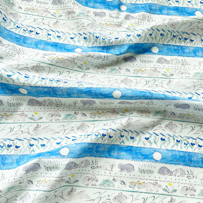 Striped Rabbit Cotton 60 Count Poplin Digital Printing Fabric Clothing Women's Dress Shirt Skirt Cloth