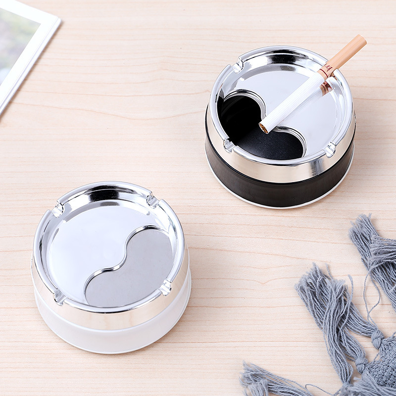 Household Stainless Steel Living Room Ashtray Wear-resistant Drop-resistant Ashtray Multi-functional Cleaning Colored Ashtray for Car