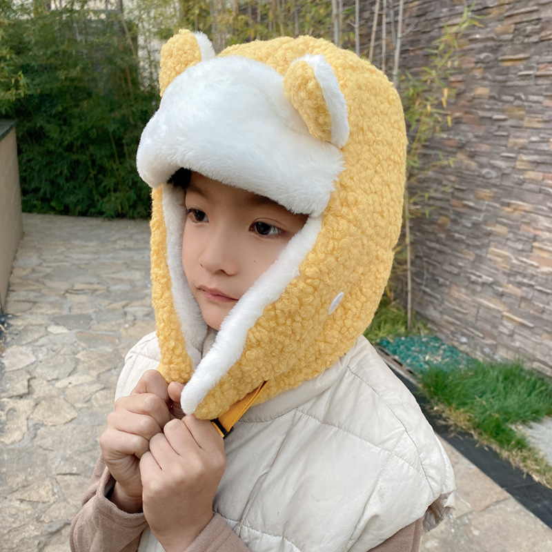 Picture of Children's Cat Ears Lei Feng Hat Women's Cute Autumn and Winter Cycling Windproof Hat Winter Warm Cotton Hat for Primary School Students