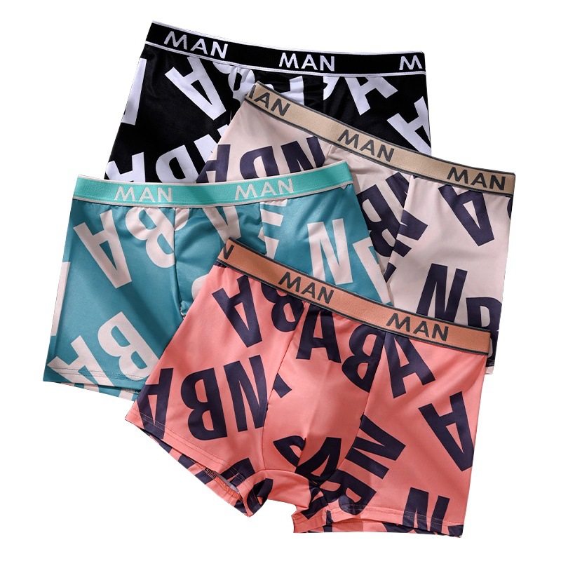 Shake the sound fast hand live explosions ice silk men's underwear cotton crotch antibacterial boxers men's boxers factory outlet