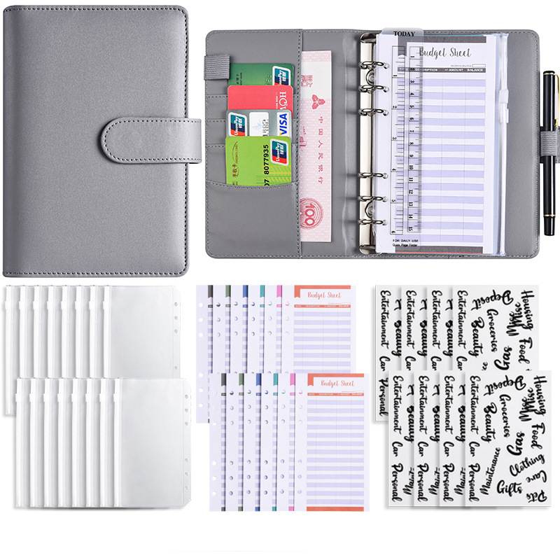 Picture of A6 Binder Cross-Border Creative Notebook Wholesale Zipper Bag Macaron Pu Leather Cash Budget Notebook