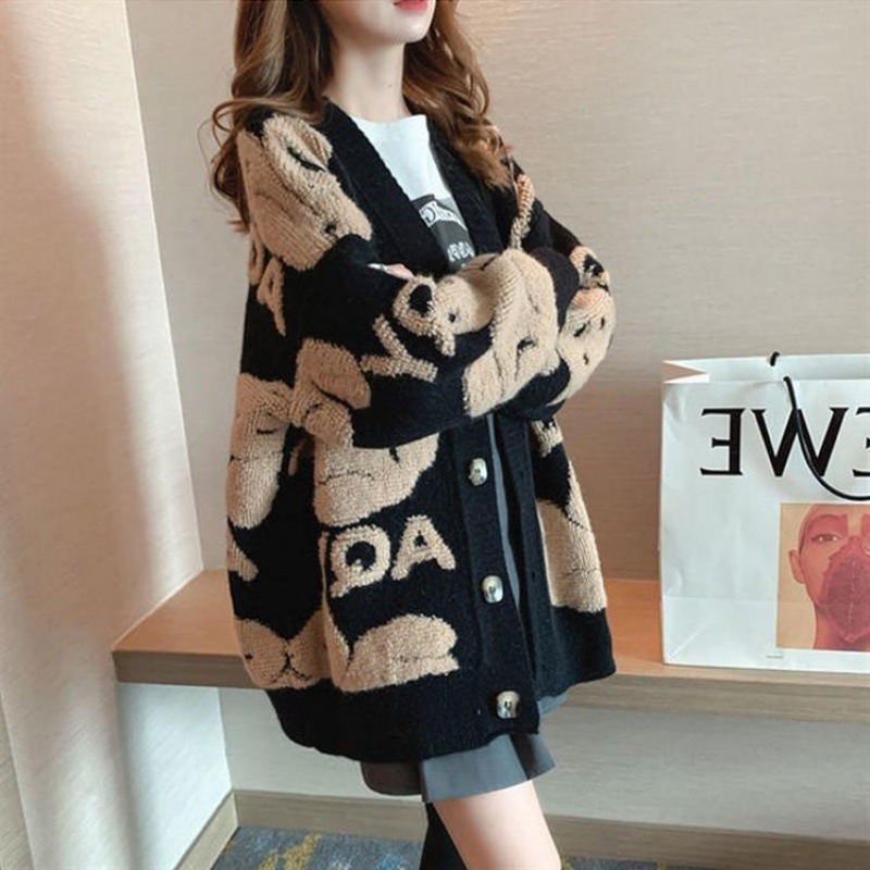 Picture of Sweater coat spring women's clothing 2023 new trendy lazy Korean style loose plus size knitted cardigan thickened trendy