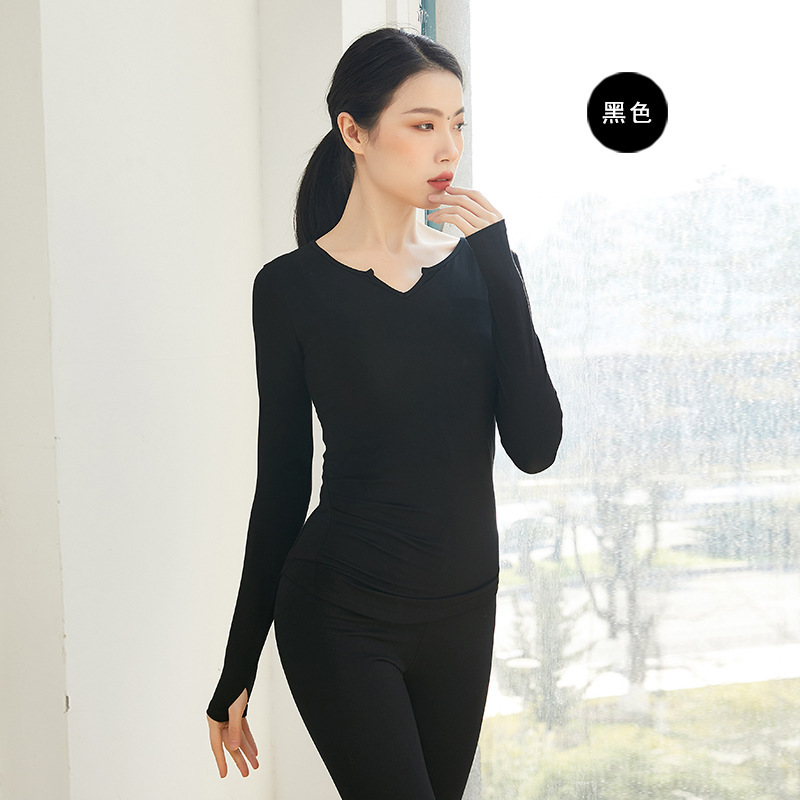 Picture of Dance Training Clothes Women's Tops Long Sleeve Finger Classical Dance Clothes Body Training Clothing Dancing Latin Modal