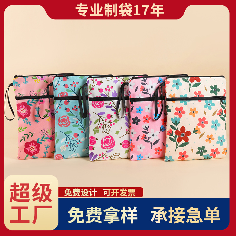 Cross-border student zipper canvas pencil case change storage bag portable makeup hand bag blank spot custom wholesale