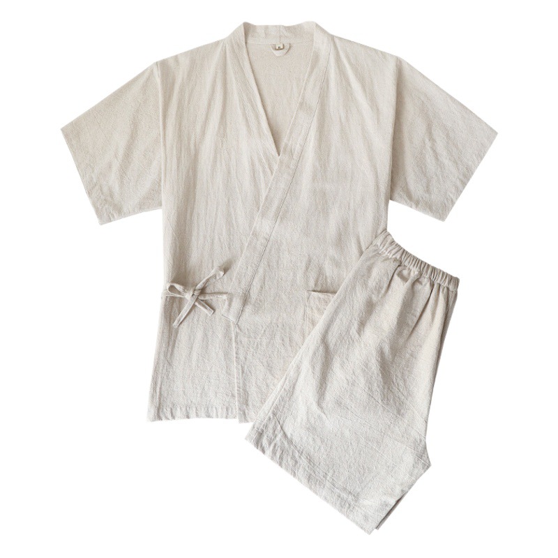 Lusu Cotton Linen Chinese-style Split Home Clothes Two-piece Set for Men and Women Couple Sweat Clothes Massage Clothes Absorbent