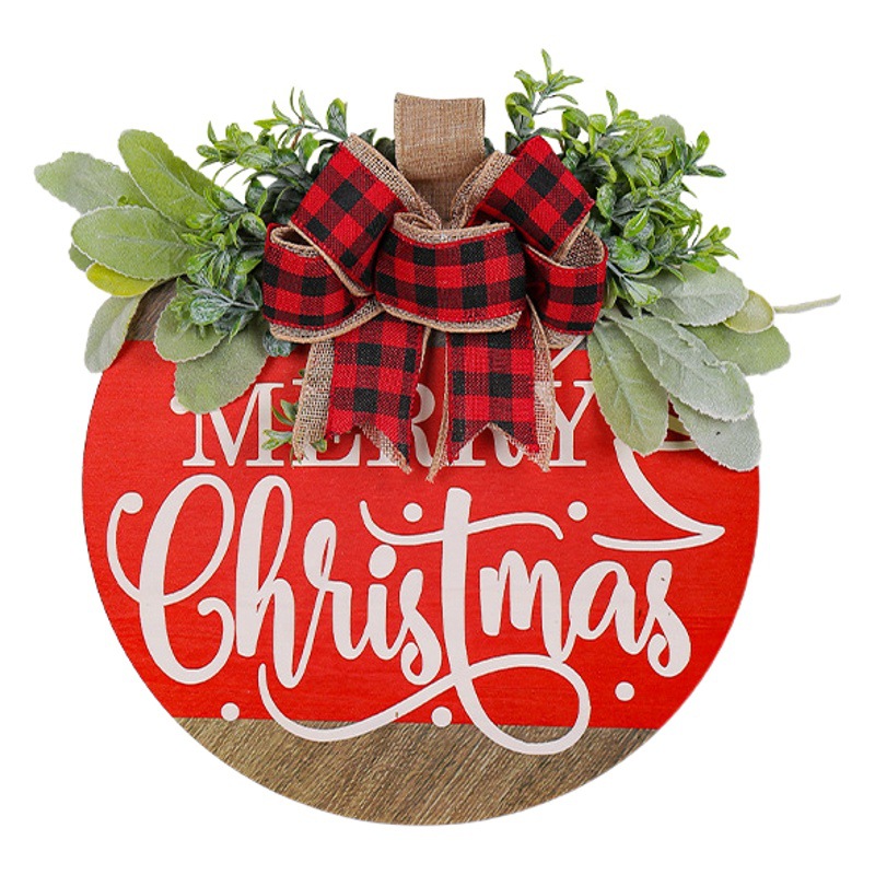 Merry Christmas wooden wreath door hanging Amazon store window Christmas window decorations wholesale