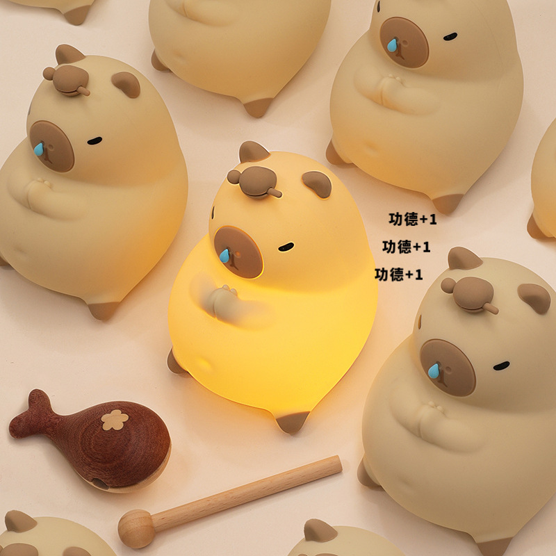 Picture of 2024 New Capibala Wooden Fish Snot Bear Night Light Children's Gift Ambient Light Ornament Induction Pat Light