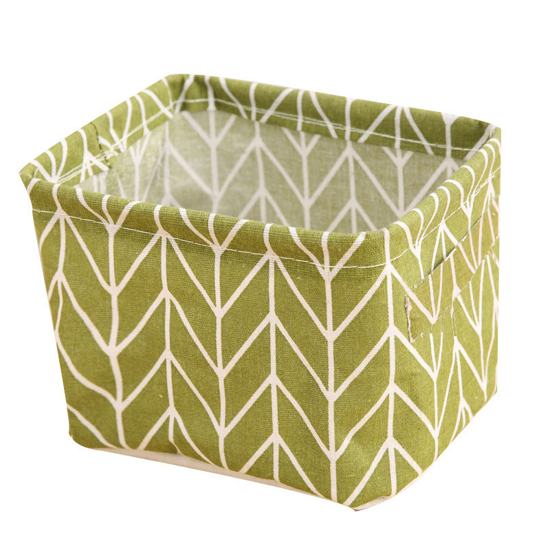 Picture of Fabric with Satchel Printed Cotton and Linen Storage Basket Desktop Miscellaneous Storage Box Cabinet Small Clothing Fabric Storage Basket