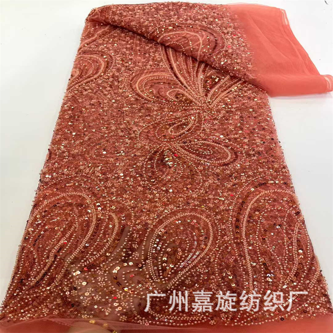 Heavy-duty beads, bead embroidery, tube bead embroidery, performance attire, wedding dress evening dress fabric, wedding dress fabric