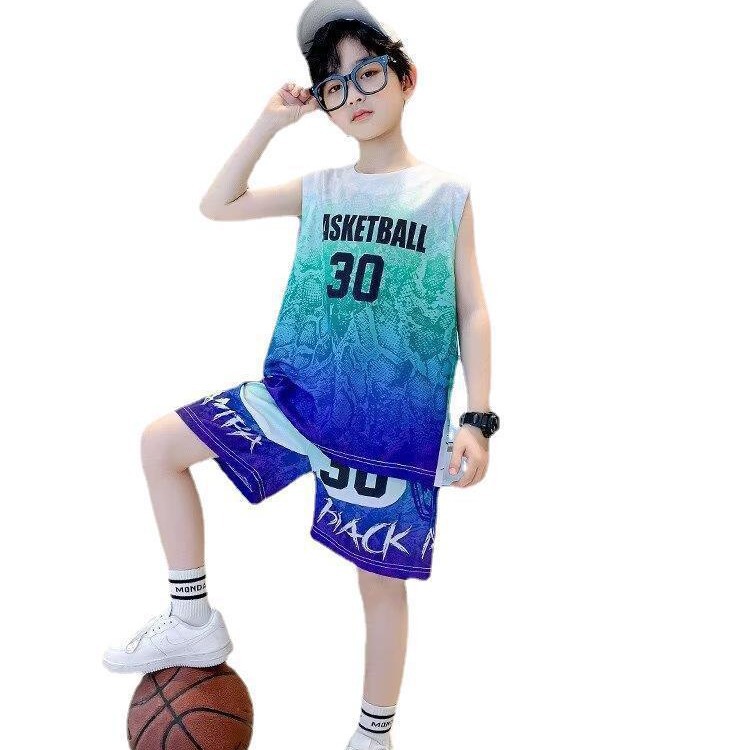 Picture of Summer New Boys' Suit 2024 Vest Ball Clothes Children's Jersey Big Kids Sleeveless Boys Quick-drying Suit