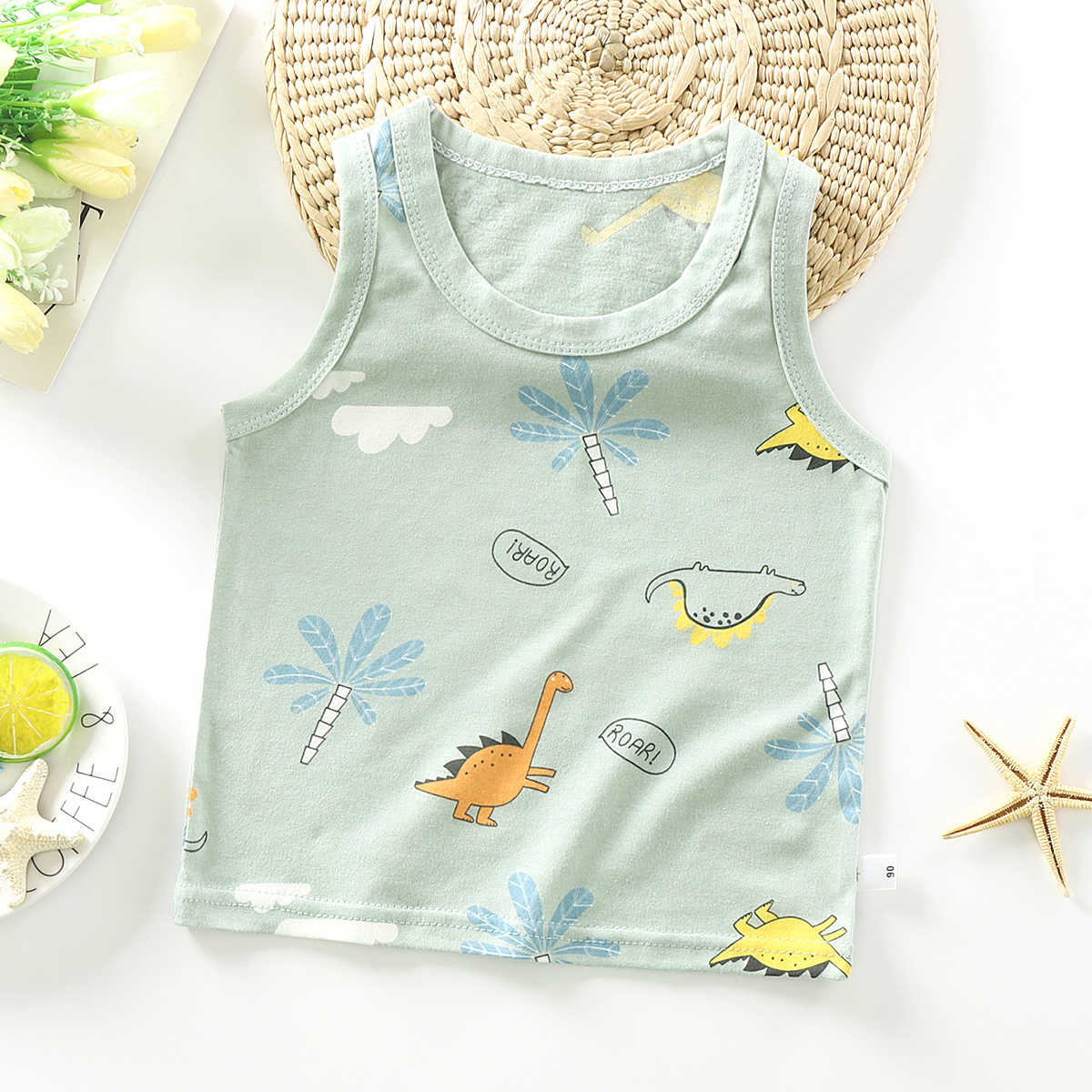 Picture of Children's single-piece vest cotton summer new boys sleeveless top girls Korean version of small and medium-sized children's base shirt wholesale