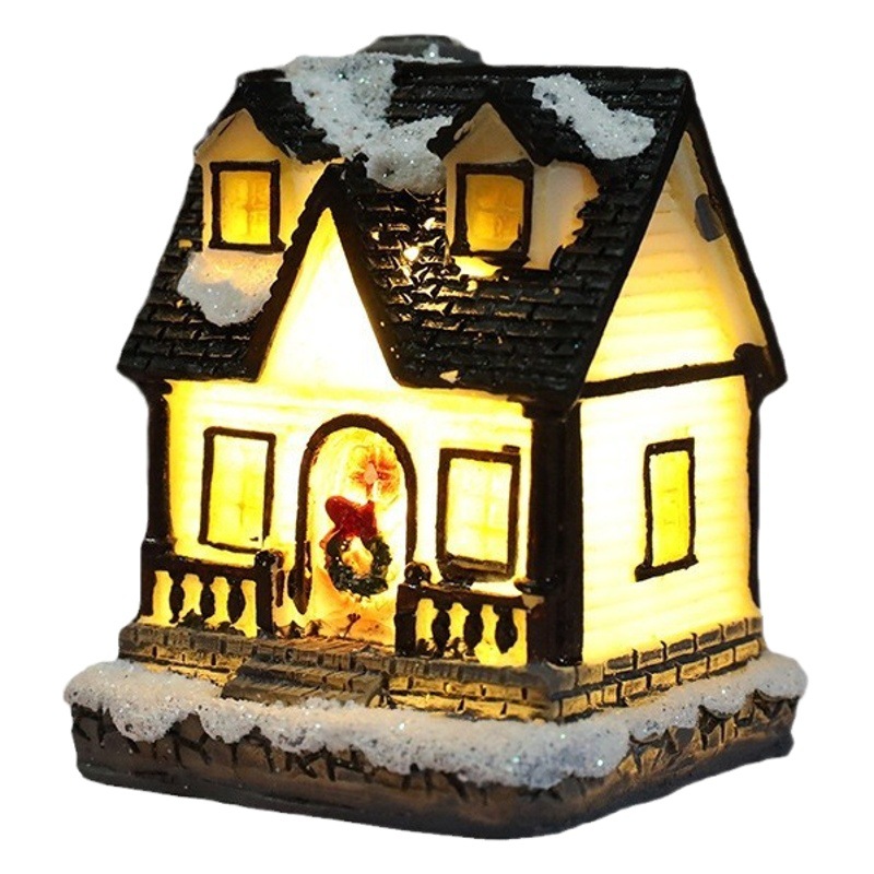 Christmas Decorations Resin Luminous Micro Landscape Small House Christmas Decoration Small Ornaments Gift Supplies