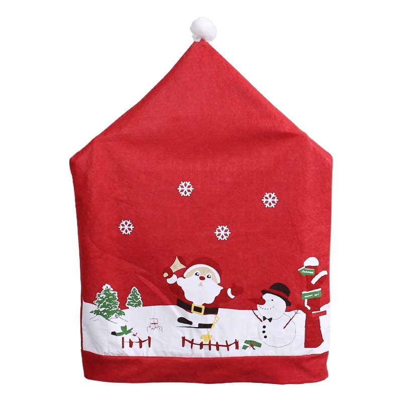 Cute Santa Claus Chair Cover Hong Kong Love Non-Woven Printed Table and Chair Decoration Home Kitchen Christmas Supplies Wholesale