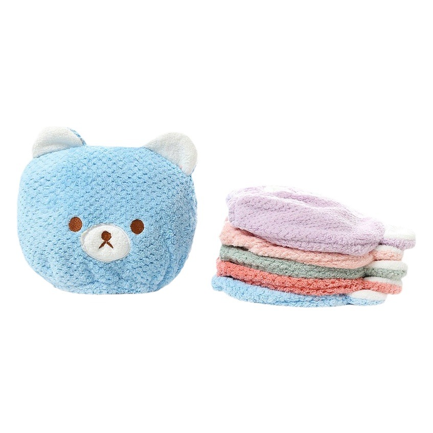 Coral fleece hair drying cap soft absorbent children's household towel cap cute cartoon baby hair drying towel shower cap