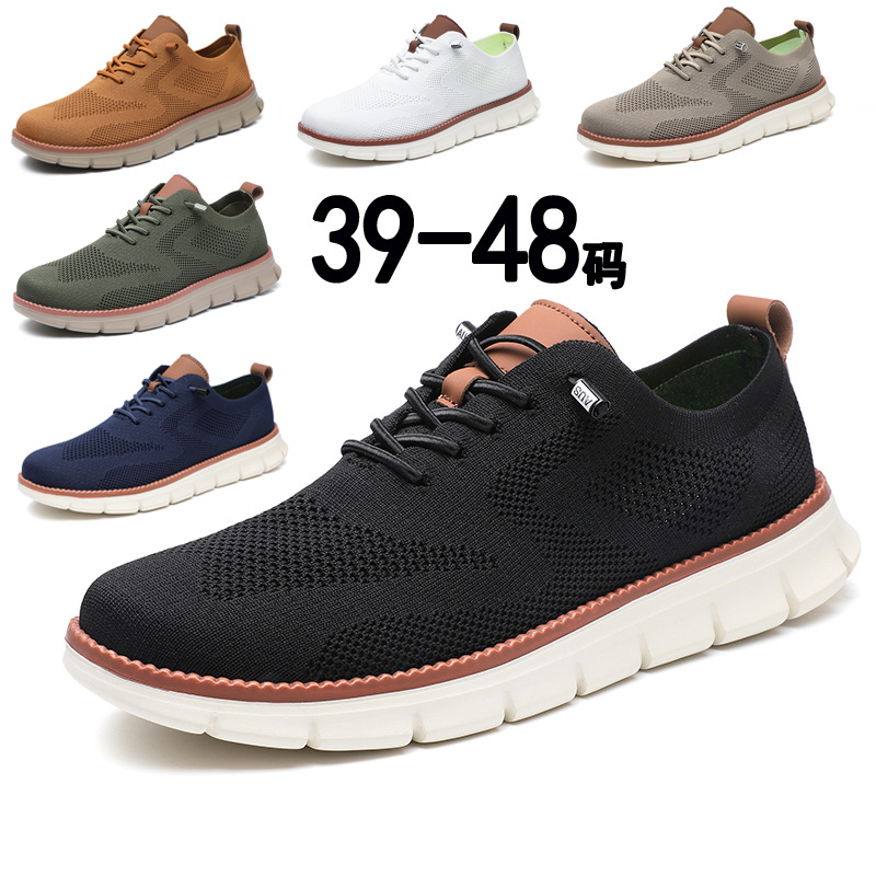 Cross-border men's shoes summer breathable 2025 new fly-woven mesh breathable casual shoes soft bottom sneaker British style men