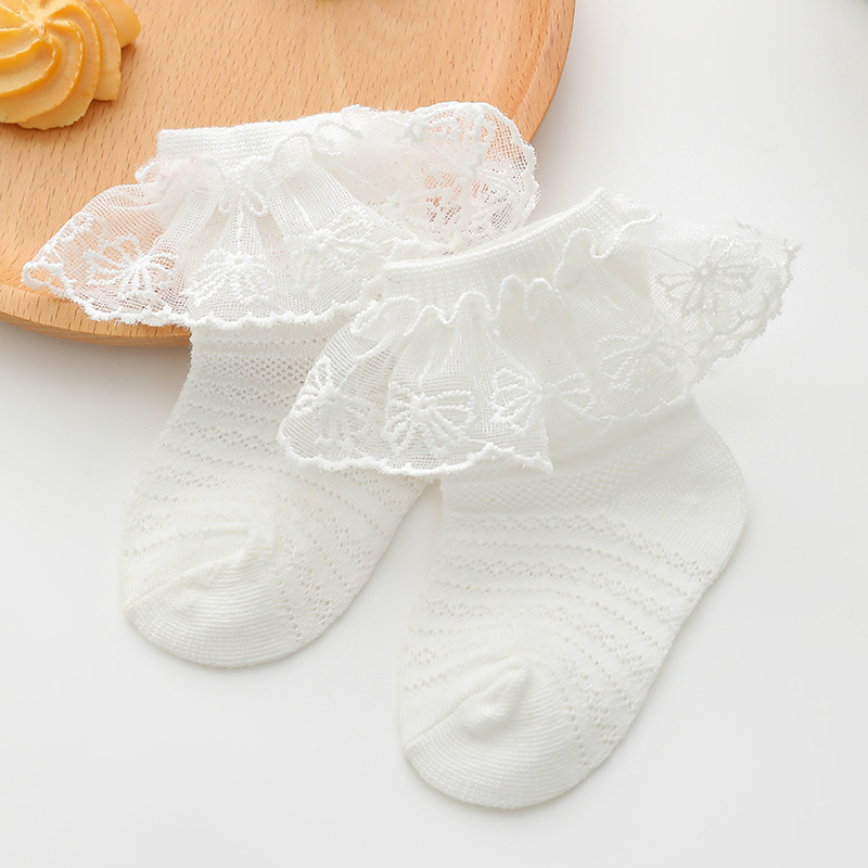 Picture of Girls lace socks summer thin 0-6-12 months baby socks children lace princess socks mesh spring and autumn