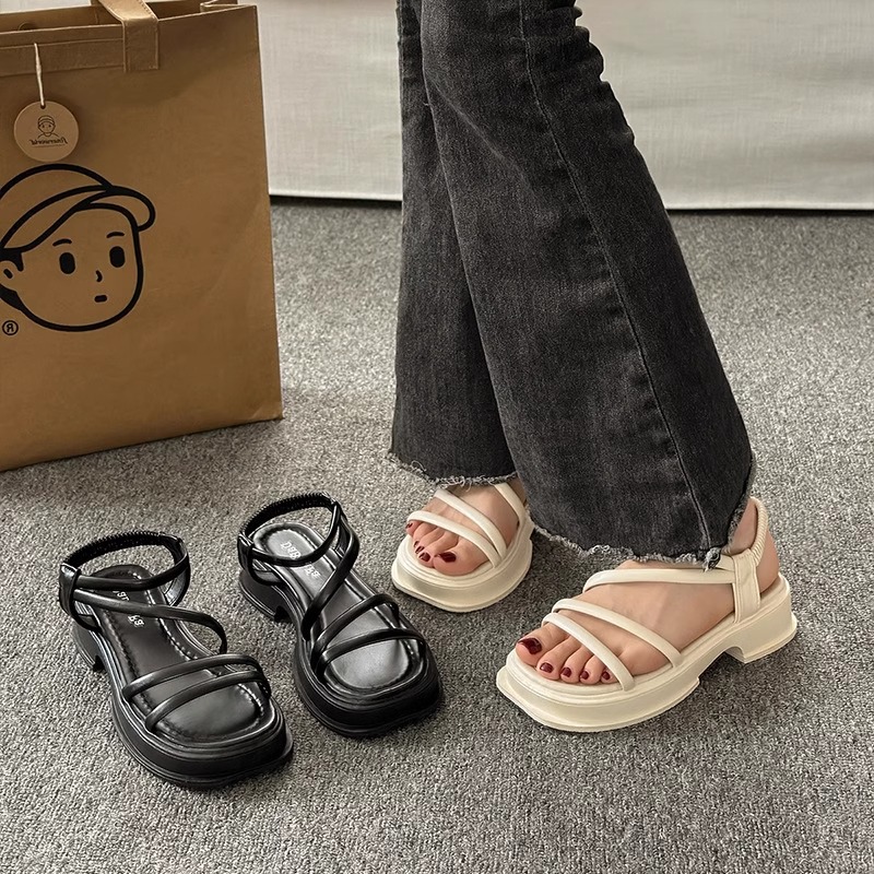 Sandals Women's Summer 2024 New Thick Bottom Casual Sports Roman Beach Shoes with Skirt Shoes